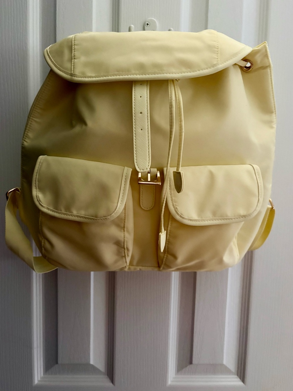 NWT Year of Ours Cream Yellow Nylon Flap Cargo Backpack